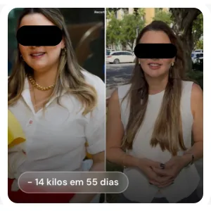 Resultado antes e depois: -14 kg em 55 dias
